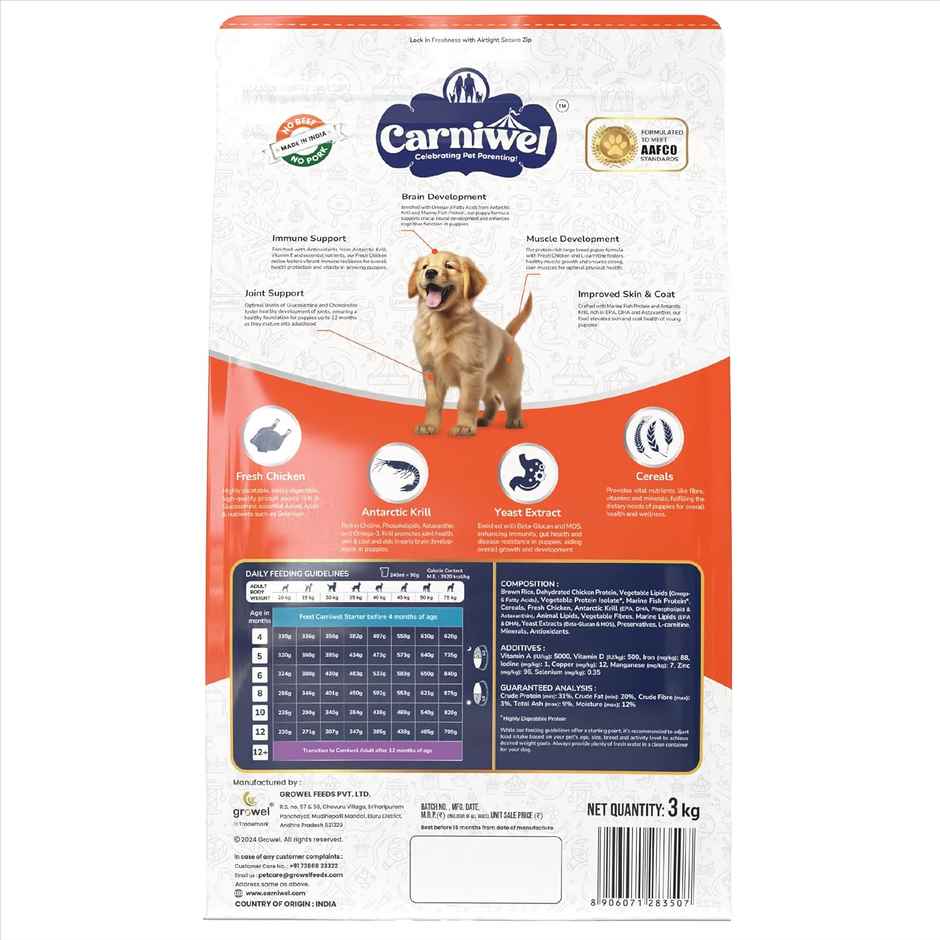 Carniwel Fresh Chicken Dry Dog Food For Large Breed, Puppy