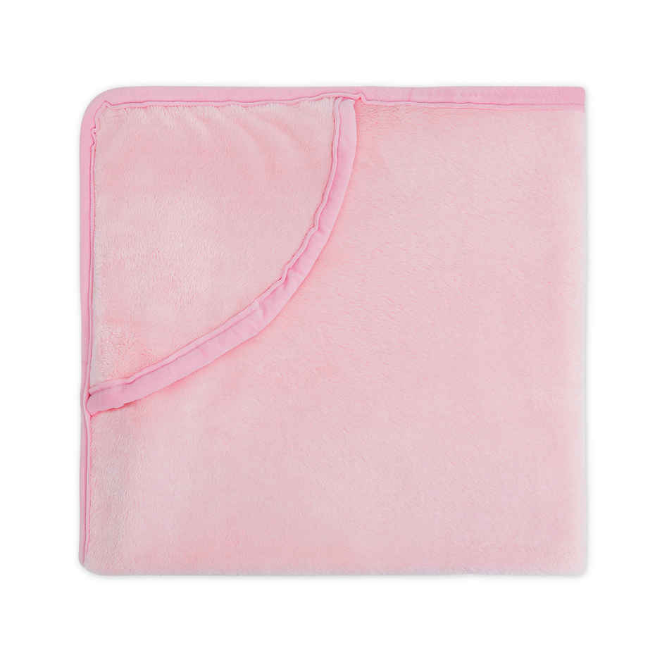 Haus & Kinder 450 GSM Hooded Blanket | New Born Baby | 0 to 6 Months | Baby Pink - 75 x 75 cm