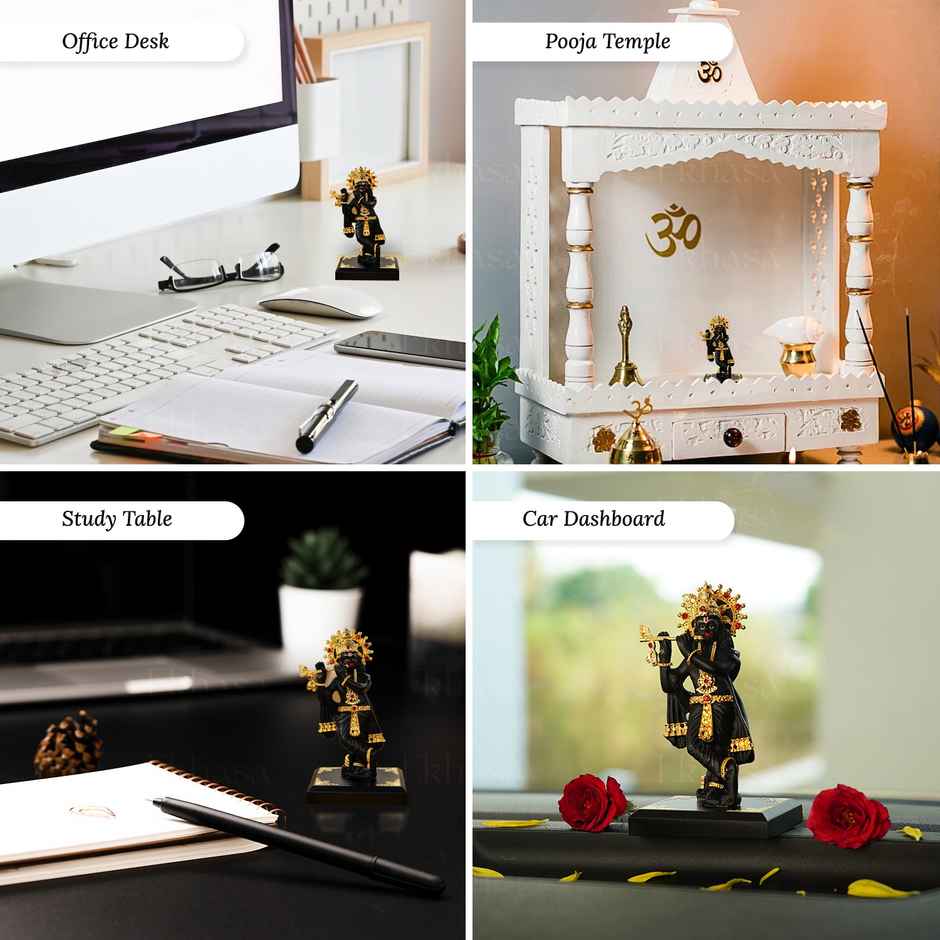 Resin Lord Krishna Idol With Flute | 11 cm | Shree Lord Krishna Statue For Home Decor | Ekhasa