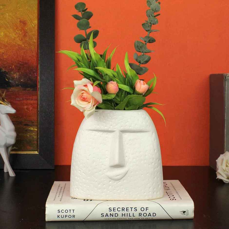 Tied Ribbons Ceramic Face Shape Vase Without Flowers