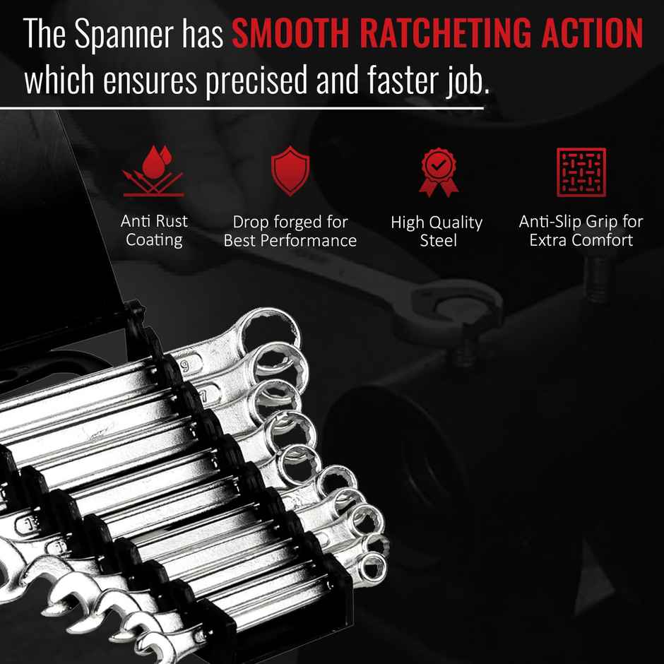 Spartan Carbon Steel Combination Spanner Set/Wrench Set/Tool Kit Multipurpose