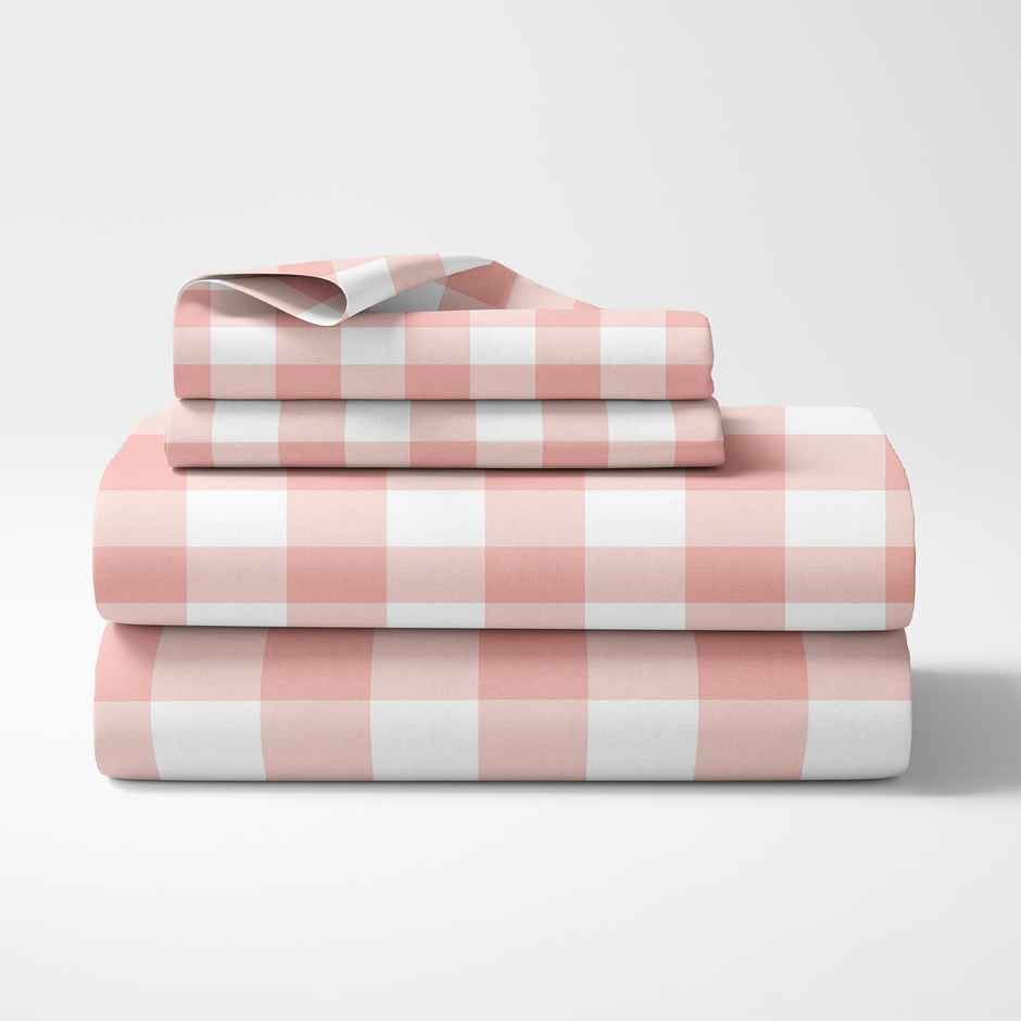 Haus & Kinder 100% Cotton King Fitted Bedsheet - Cottage Core Blush