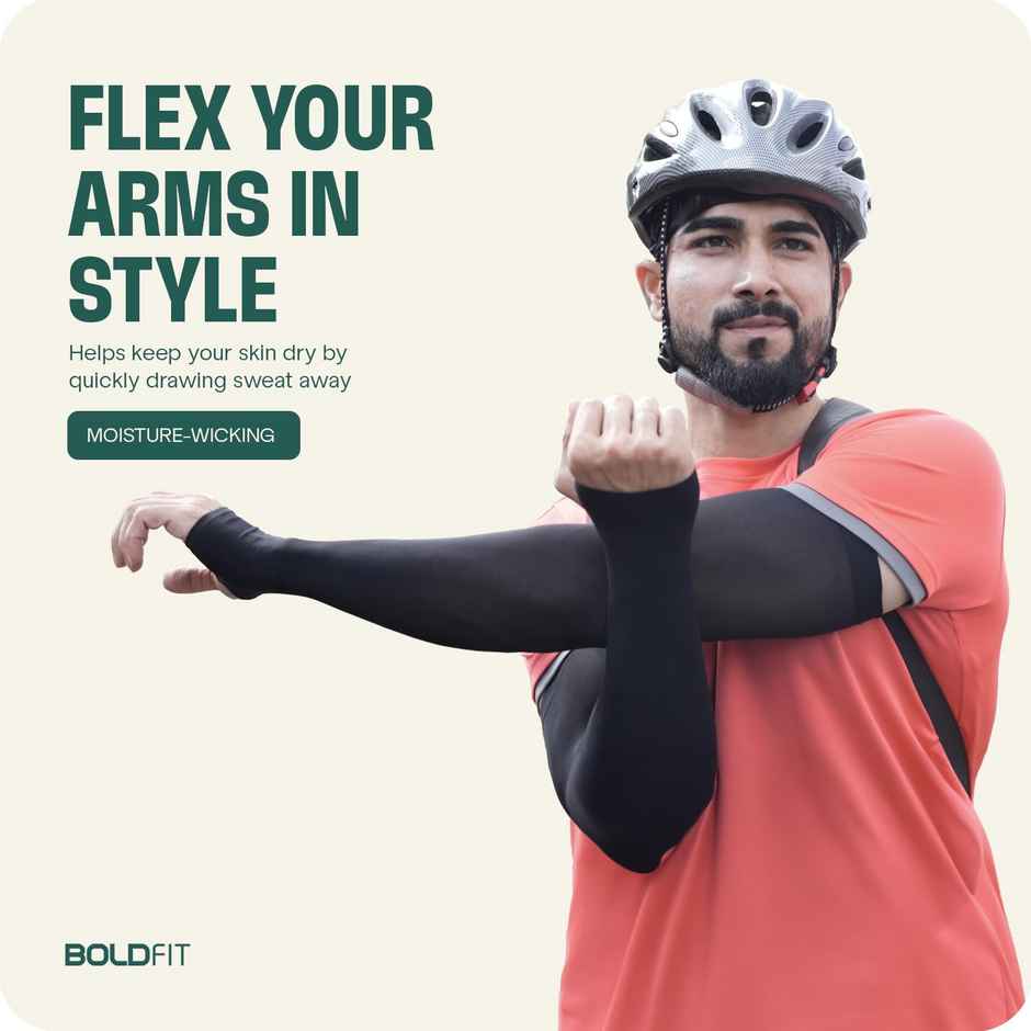 Boldfit Arm Sleeves For Men & Women Uv Protection Hand Sleeves With Thumb- Gray