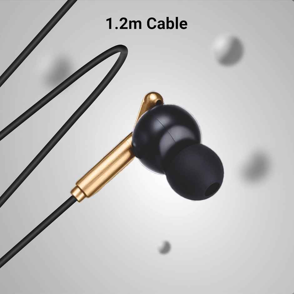 Zebronics Bro C Type C Wired Earphone, 1.2M Cable, Light Weight, In Ear Design | Black + Gold
