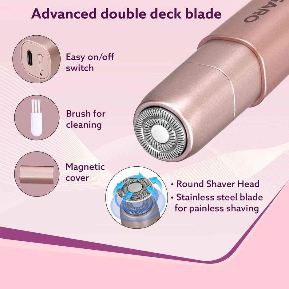 Agaro Facial Hair Remover, Cordless & Painless Hair Remover With Hypoallergenic Blade, Rechargeable