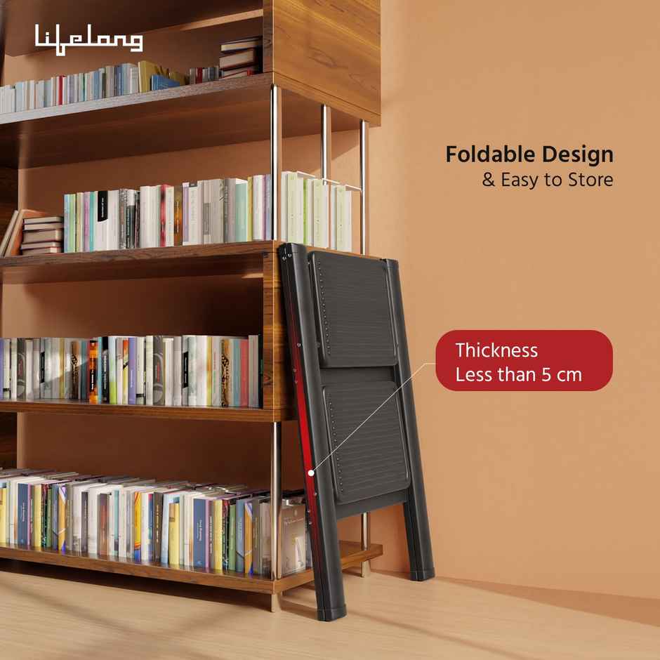 Lifelong 2 Steps Stee | Foldable | Portable Stairs | Two Step Stool | 50 Kg Capacity