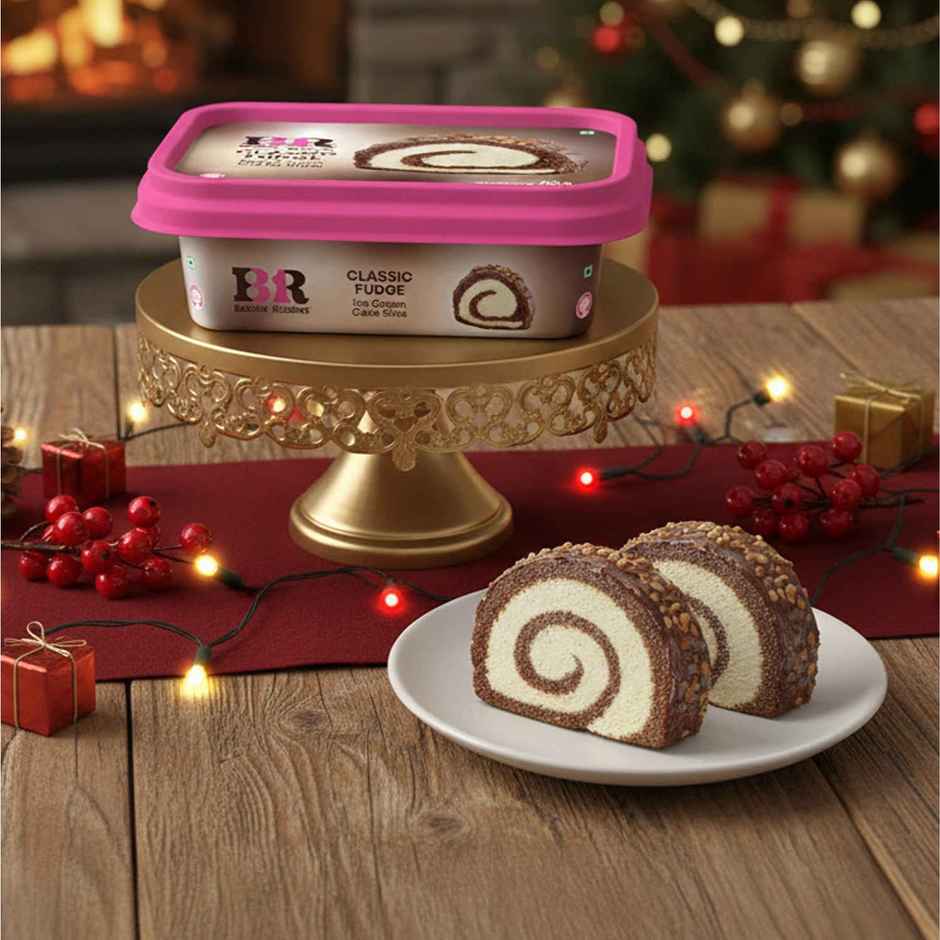 Baskin Robbins Classic Fudge Ice Cream Roll Cake Slice | Rich Chocolatey Dessert Slice
