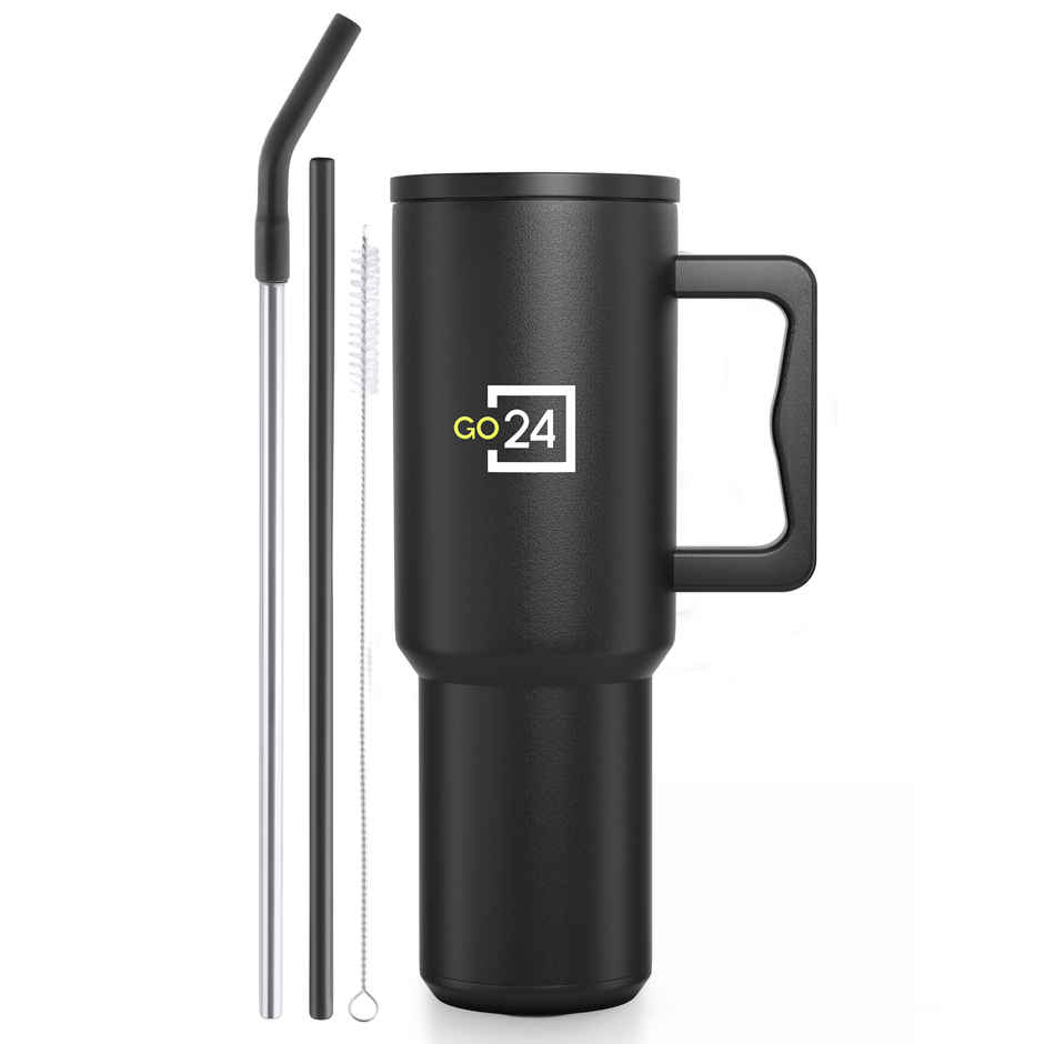 Go24 Stanzy Tumbler with Straw | 3-Layer Insulation | Leakproof | Dual Straw