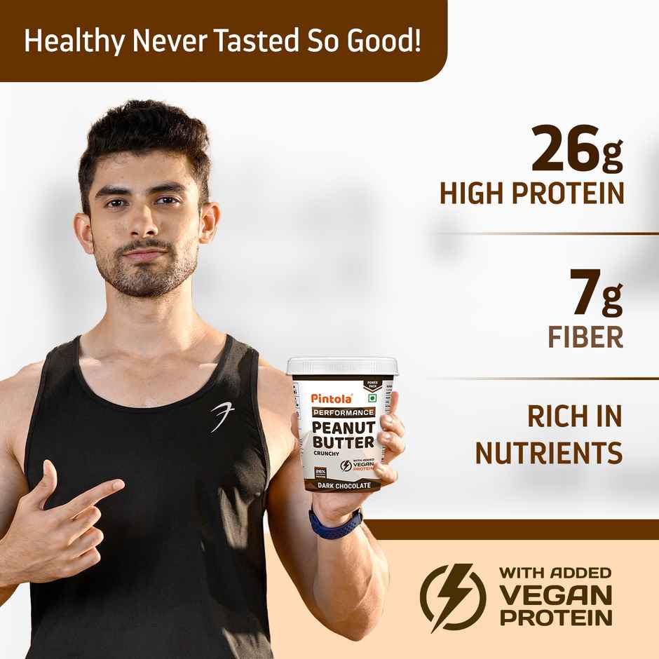 Pintola Dark Chocolate Performance Series Peanut Butter (Crunchy)- VEGan Protein 26% Protein