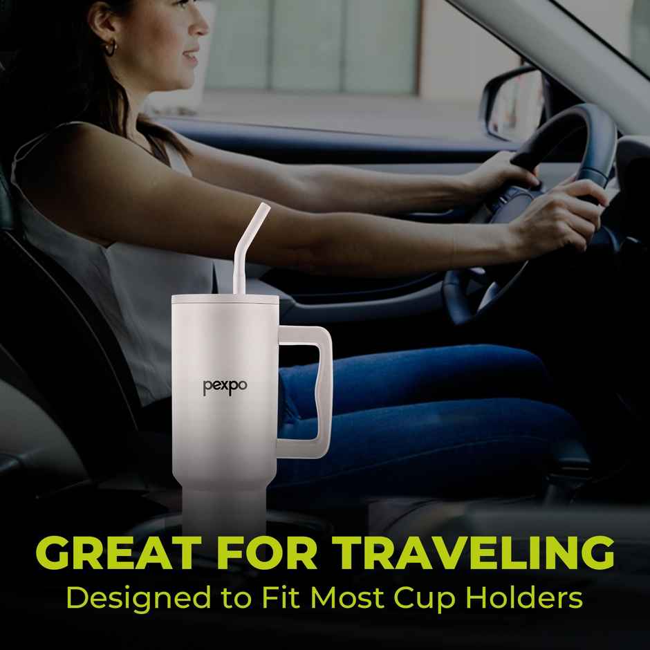 Go24 | Pexpo Stanzy ISI Certified Double Wall Insulated Stainless Steel Tumbler | Oatmeal | 1.2 L