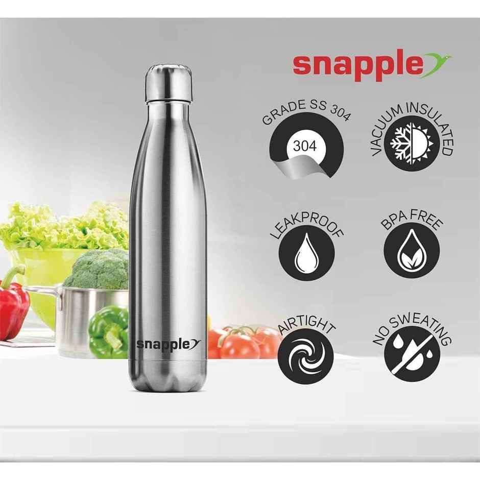Snapple Stainless Steel Cola Water Bottle Hot and Cold 24Hr | Silver | 1 L