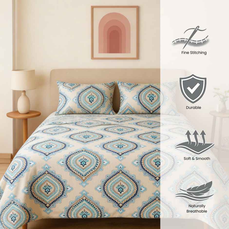 Status Crown Superfine Microfiber Queen Bedsheet | Blue Prism | 220 x 250 cm