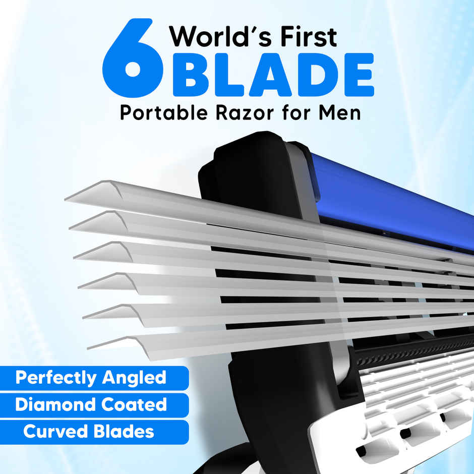 LetsShave Pro 6 Portable Razor for Men | World's First 6-Blade Shaving Razor