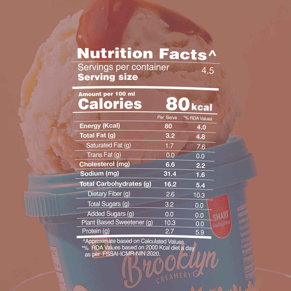 The Brooklyn Creamery Brooklyn Bridge Butterscotch Ice Cream Cup |Low Calorie Zero Added Sugar