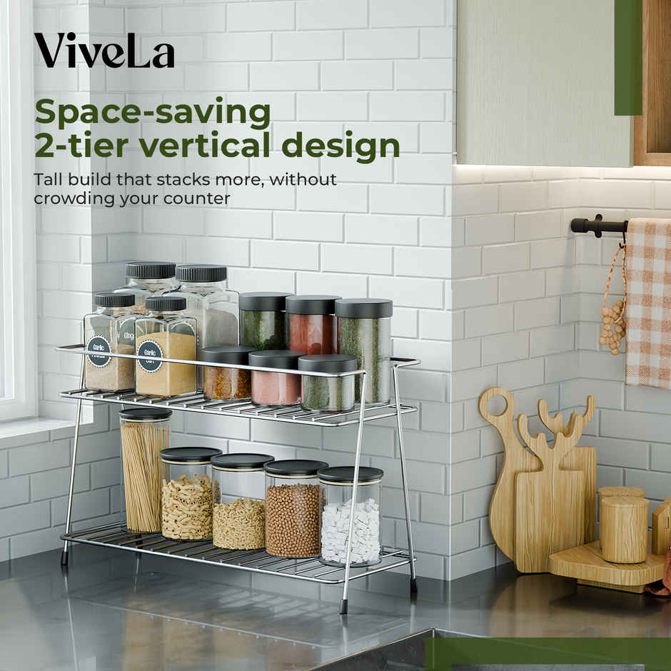 Lifelong Vivela 2 Tier Spice Rack Organizer Metal