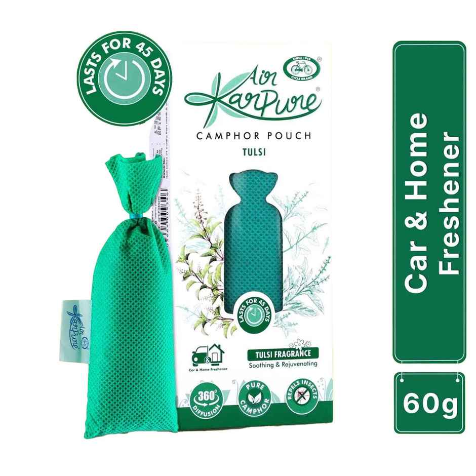 Tulsi Camphor Pouch by Air Karpure | Car, Bathroom, Wardrobe & Room Freshener | From House of Cycle