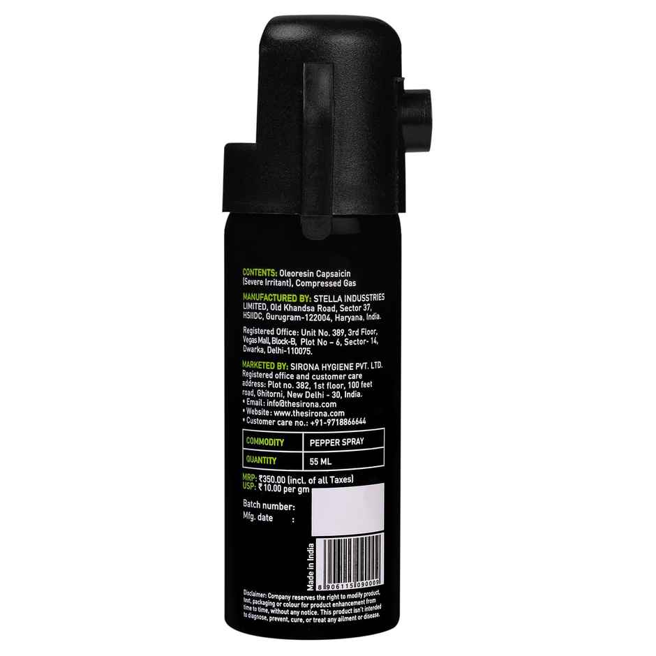 Sirona IMPOWER Self Defence Pepper Spray for Woman Safety - 55 ML | Long Range 12 ft Self Defense