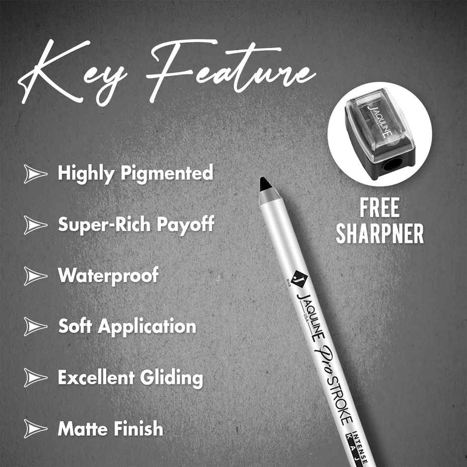 Jaquline USA Pro Stroke Intense Gel Kajal | Waterproof | Matte Finish | Matte Black