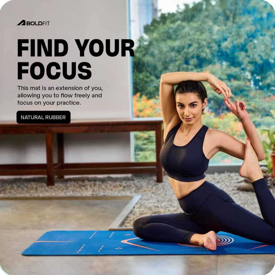 Boldfit Unisex Yoga Mat With Bag 6mm Alignment TPE Rubber Material Extra Thick - Nile