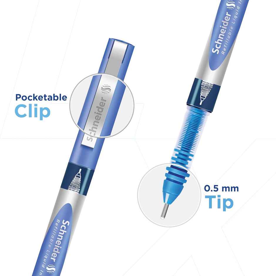 Luxor Schneider LX Max Refillable Roller Ball Pen | Pack of 2 | Blue Plus Black | 1000 mtrs Plus Writing Length