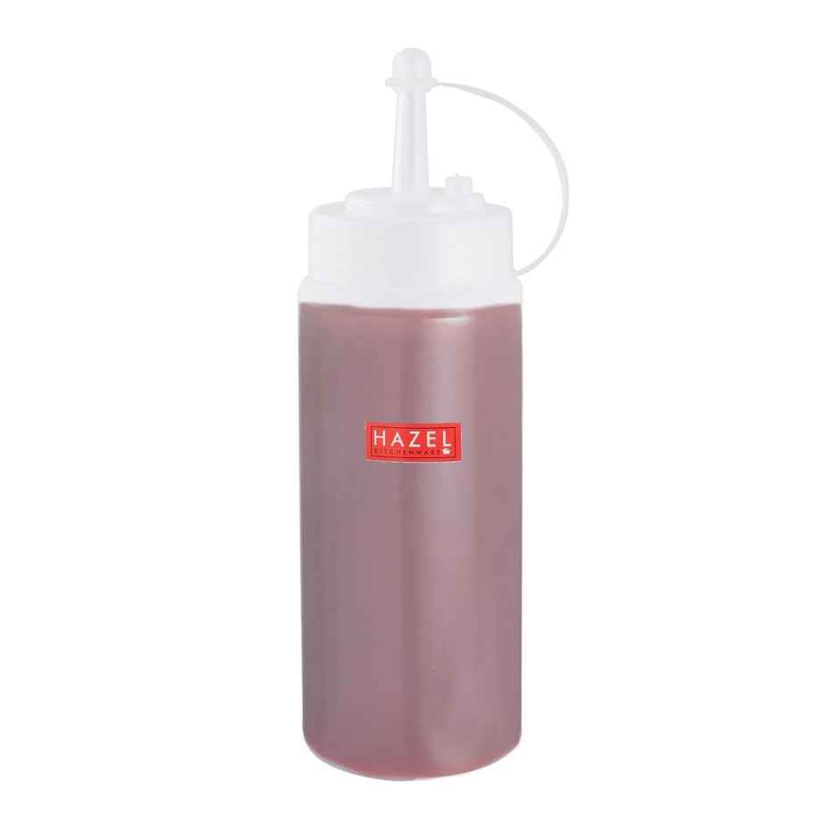 Hazel 610 ml Squeeze Bottle With Cap | Food Grade Plastic Sauce Bottle For Restaurants & Picnics