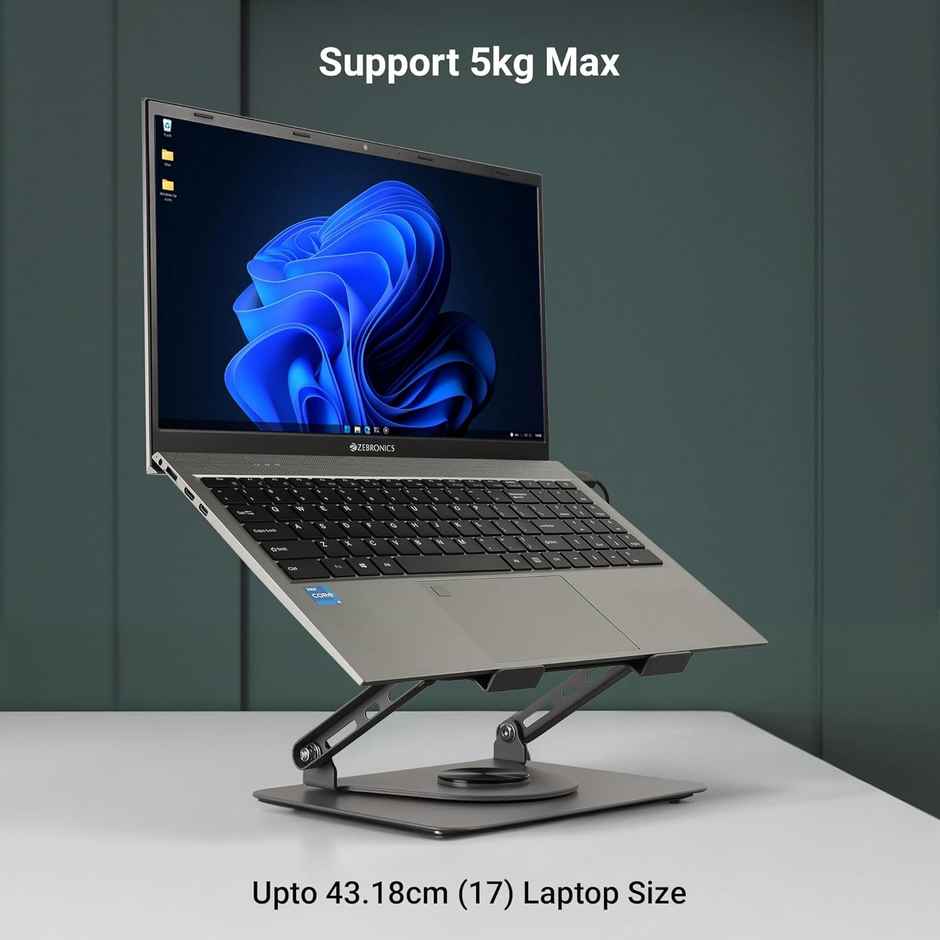 Zebronics NS4000 Rotatable Laptop Metal Stand, upto 17 inch, 360� Fidget Rotation