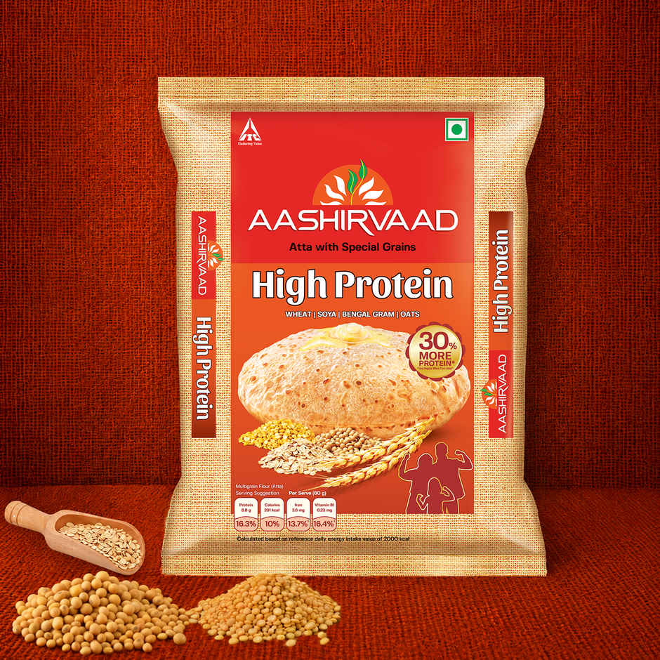Aashirvaad Atta with High Protein | Multigrain mix with Soya | 25% daily protein from 3 Rotis