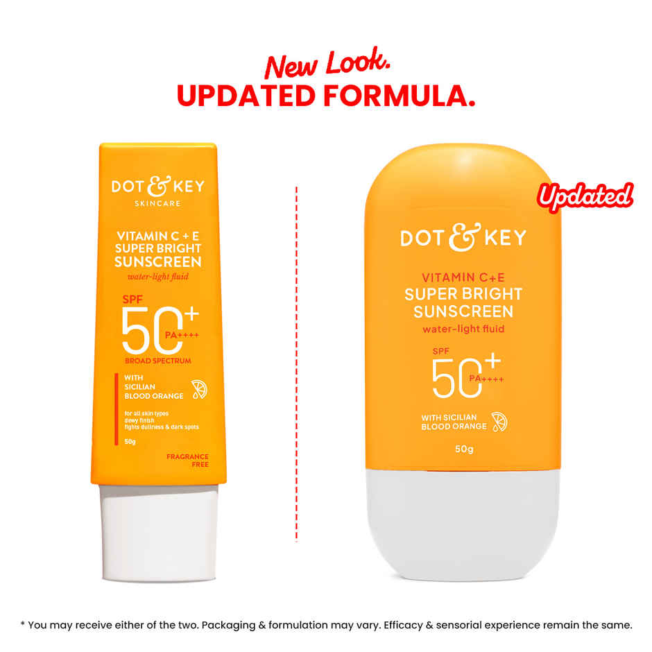 Dot & Key Vitamin C + E Face Sunscreen SPF 50 PA+++ For Glowing Skin, 100% No White Cast