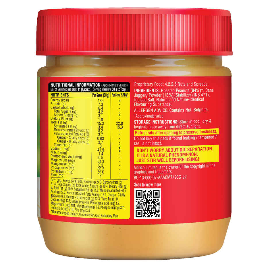 Saffola Peanut Butter with Jaggery, Creamy
