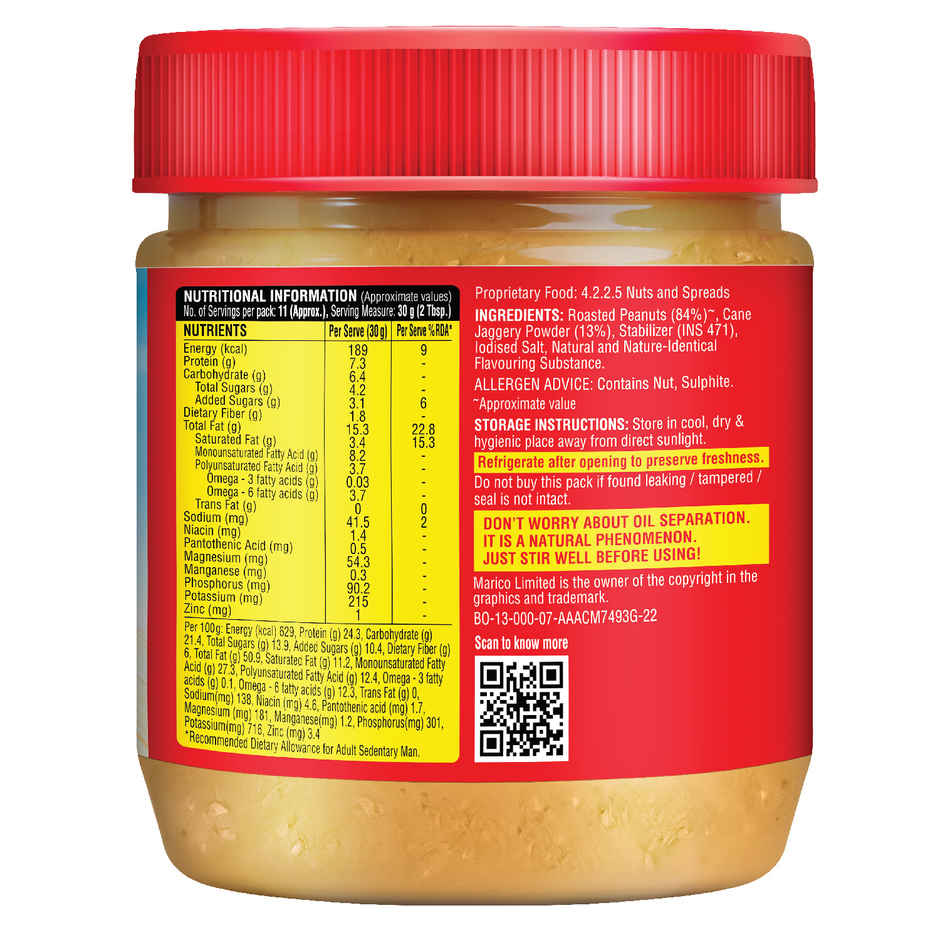 Saffola Peanut Butter with Jaggery, Crunchy