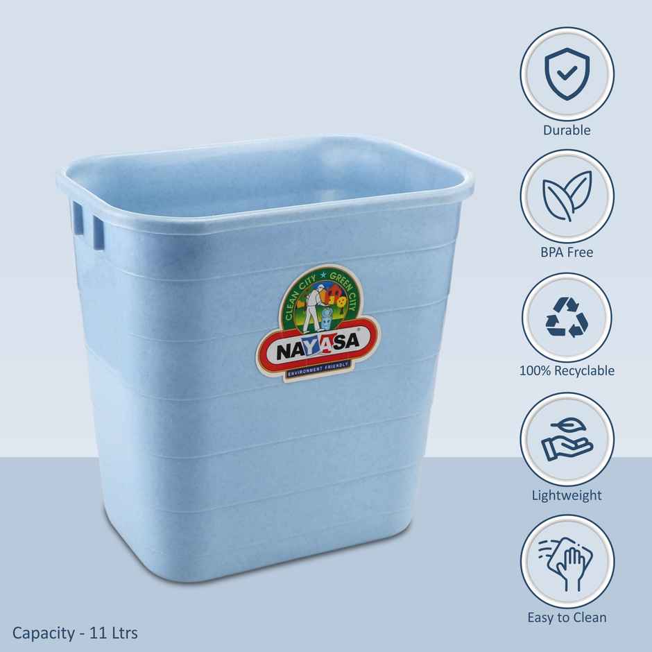 Nayasa Waste Paper Open Top Dustbin Durable Plastic Garbage Bin | Blue