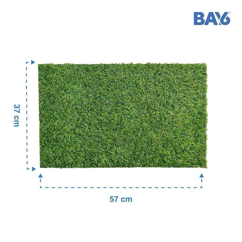 BAY6 PVC Anti-Skid Artificial Grass Outdoor Mat - Green | 2pc - 37 x 57 cm