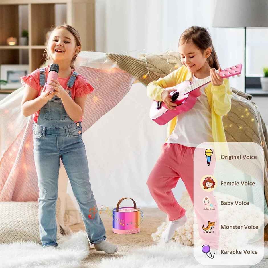 Kidara Glow Tune Karaoke Speaker With 2 Mics | Lights Bluetooth | Gift For Kids 3+ | Multicolor