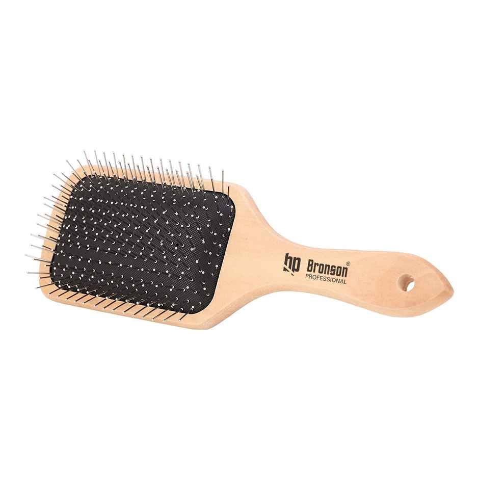 Bronson Professional Paddle Hair Brush Wooden With Steel Bristles