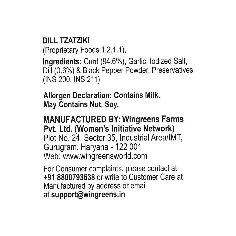 Wingreens Farms Dill Tzatziki Dip & Spread - Yoghurt Based