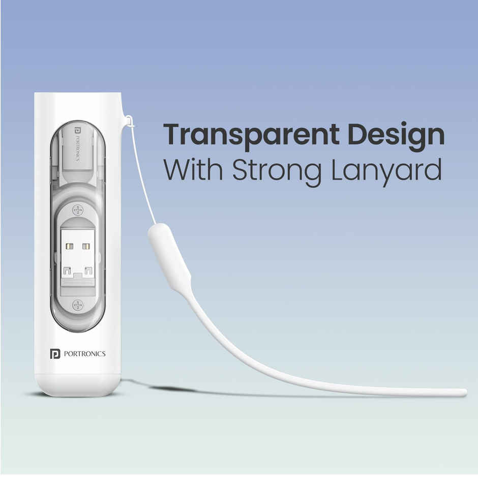 Portronics Snapcase 4 60W Multifunctional Fast Charging Data Cable Transparent Kit | White