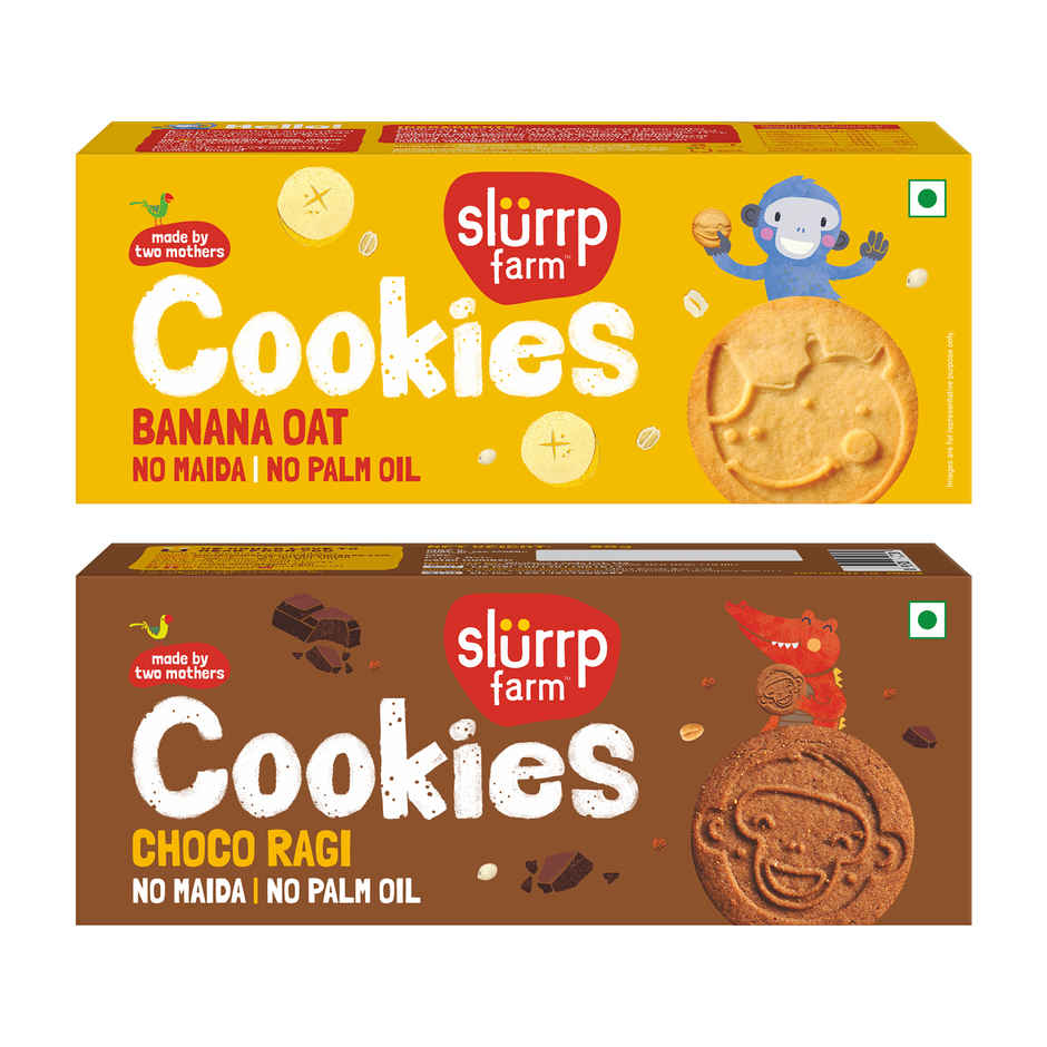Slurrp Farm Banana Oat and Choco Ragi Cookies | Healthy Cookies Made With Multigrains