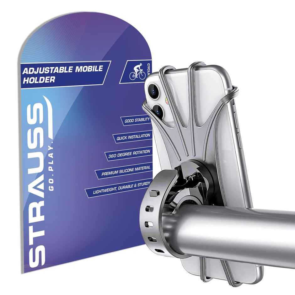 Strauss Silicon Mobile Phone Holder With 360 Degree Rotation | Grey