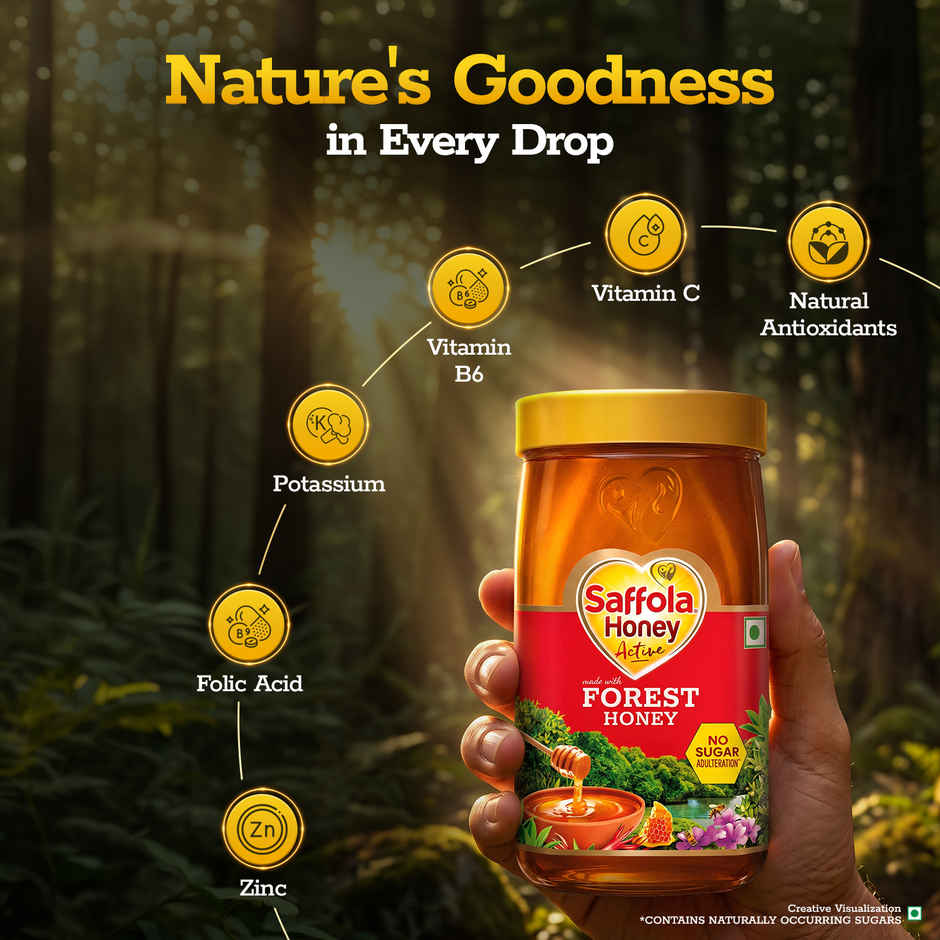 Saffola Honey Active, Made with Forest Honey, Pure Honey, No sugar adulteration