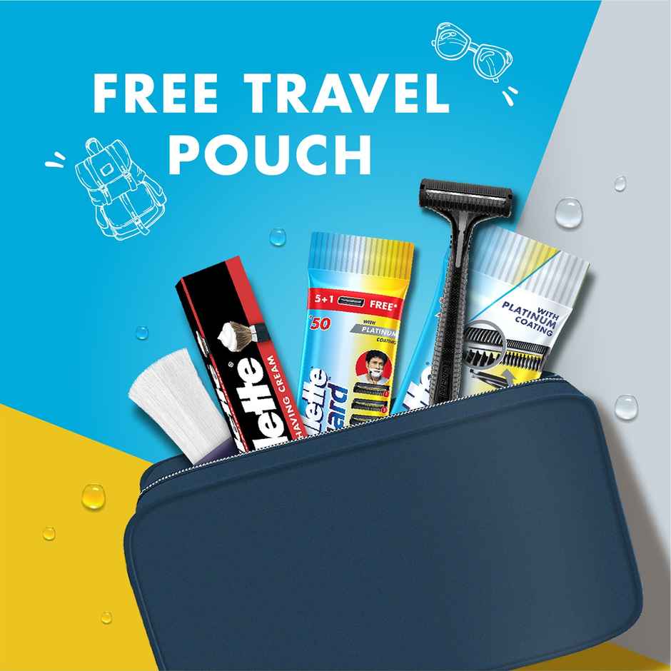 Gillette Guard 5 in 1 Shaving Kit With Travel Pouch-Gift Set For Men