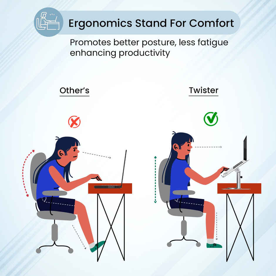 Portronics Twister Metal Laptop Stand with Rotation Base, Adjustable Angle & Height | Grey