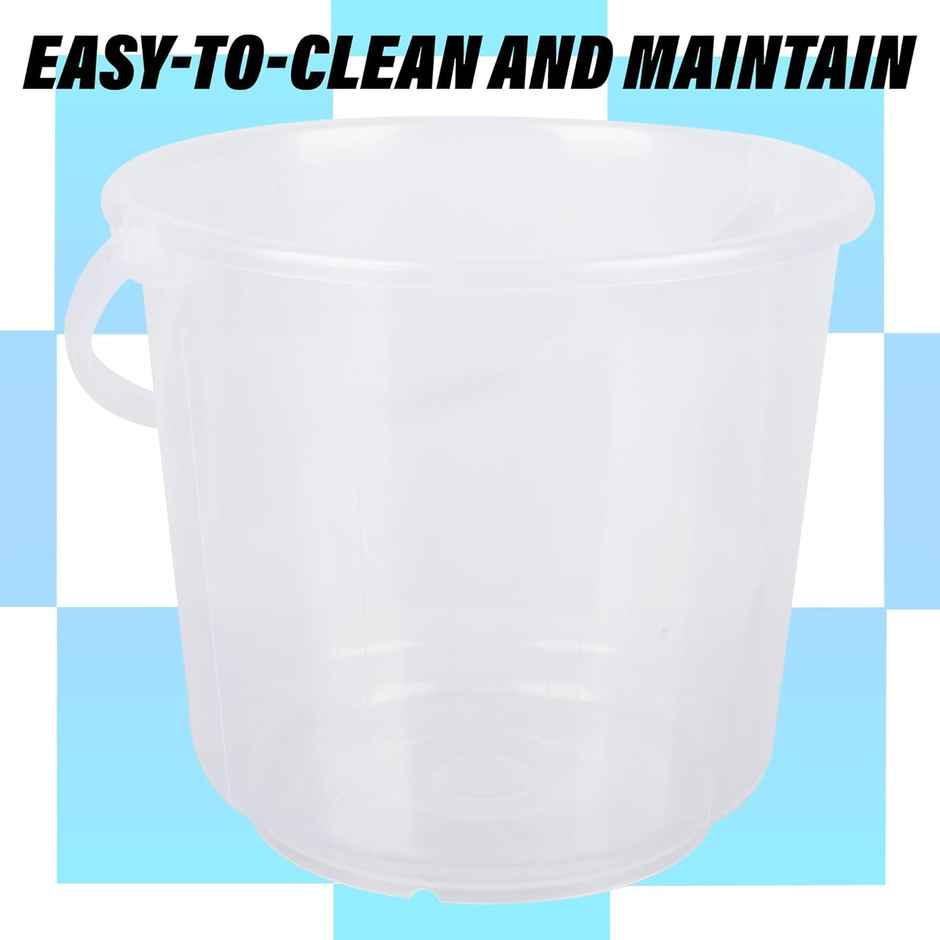 Kuber Industries Plastic Bucket for Cleaning & Storage|Plain Bucket|7 L|Transparent