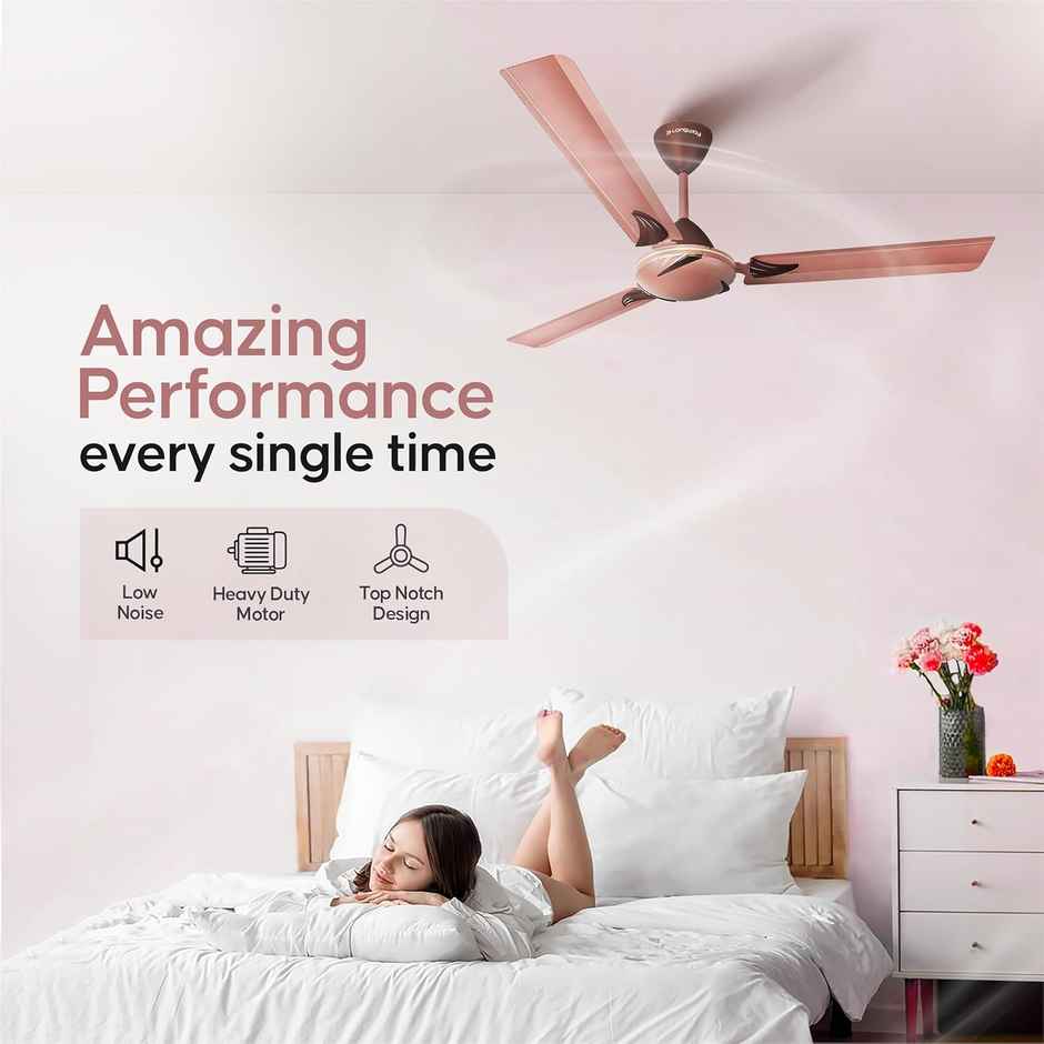 Longway Creta P1 Ceiling Fan,1200mm/48 inch, Remote Controlled,Anti-Dust,Star Rated, Rusty Brown