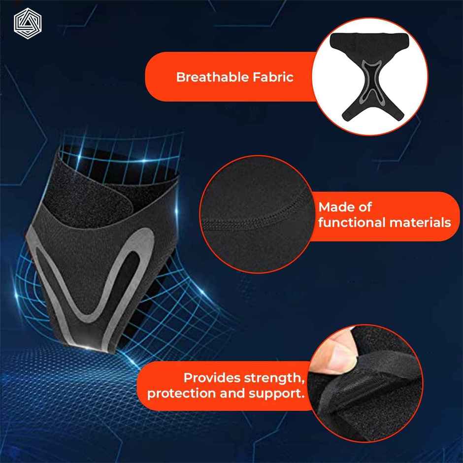 Boldfit Premium Ankle Support Compression Brace For Injuries, Ankle Protection Guard-Black - Right