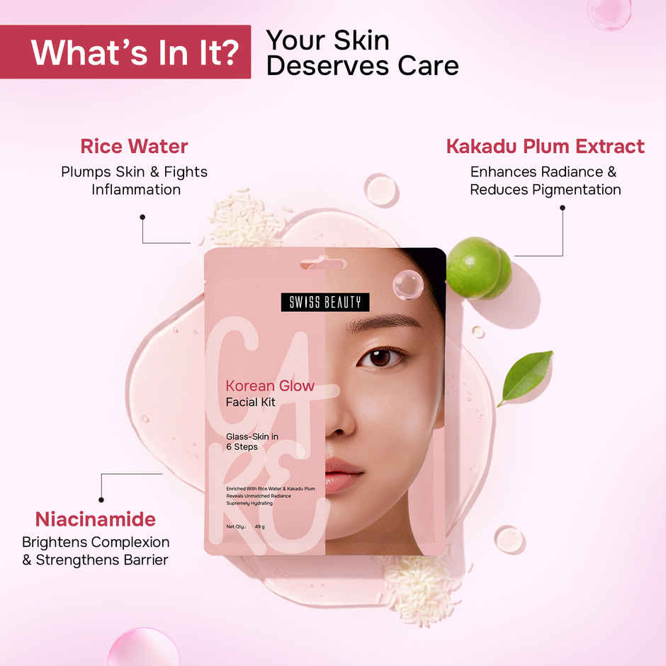 Swiss Beauty Care Korean Glow Facial Kit | 6-Steps For Glass-Skin