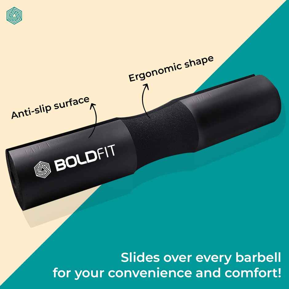 Boldfit Barbell Pad For Weight Lifting With Extra Cushion Squat Pad - Black