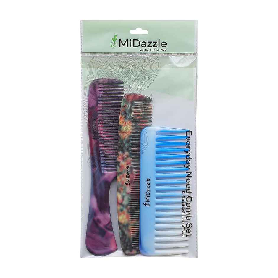 Midazzle Daily Comb | Assorted Colors Set of - 3 Multicolor |MIDC2705