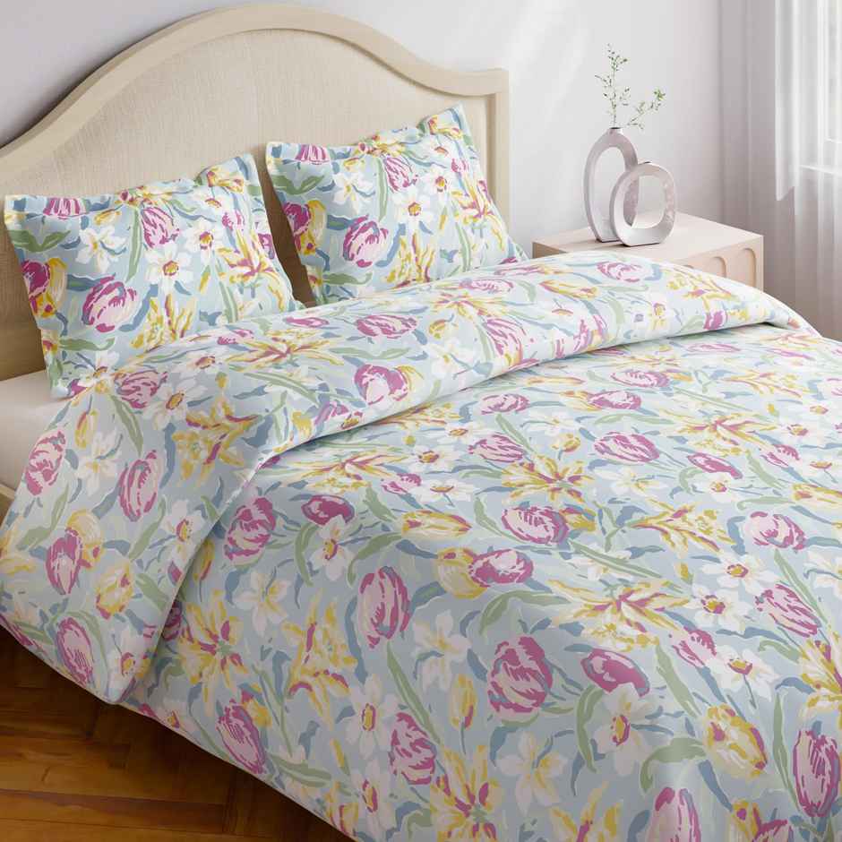 Haus & Kinder Tulip Meadow Double Size Bedsheet - 100% Cotton | 250 x 225 cm
