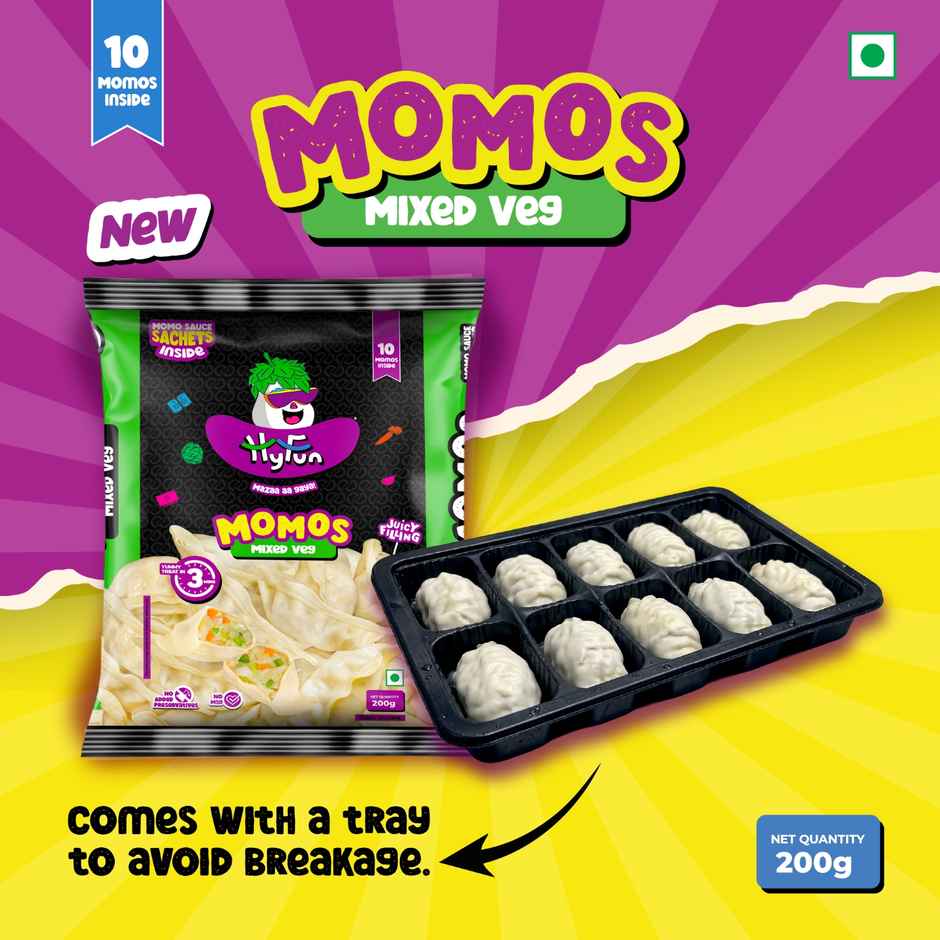 HyFun Mixed Veg Momos, Ready to Cook | Frozen