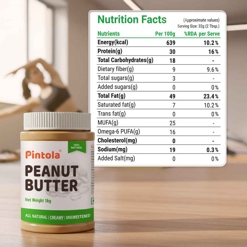 Pintola All Natural Peanut Butter Creamy | Unsweetened